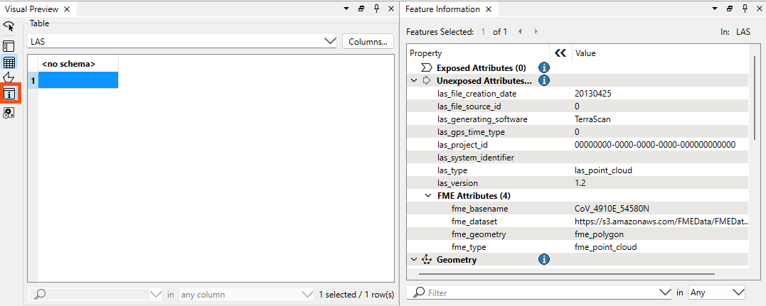 Toggling the Feature Information Window on